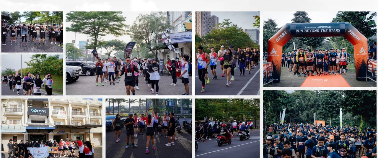 Peserta Gen Z Fun Run dan Antarestar Run Trail di garis start dan sepanjang rute