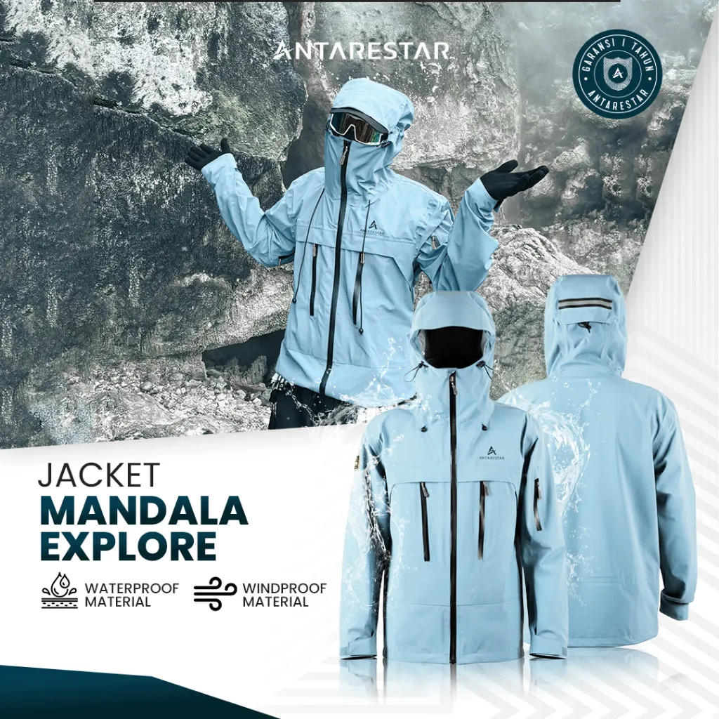 Jaket Gorpcore Mandala Explore Jaket Outdoor Premium 3 Layer Windproof & Water-Repellent Hiking Traveling